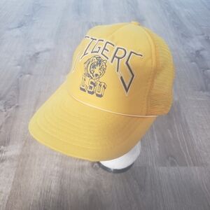 Vintage LSU Tigers NCAA Speedway Adult Snapback Yellow Trucker Baseball Hat Cap